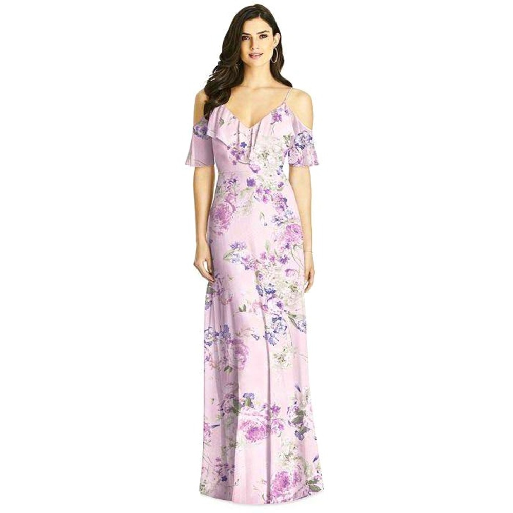 Dessy cold shoulder floral bridesmaid maid of honor dress style 3020 size 8